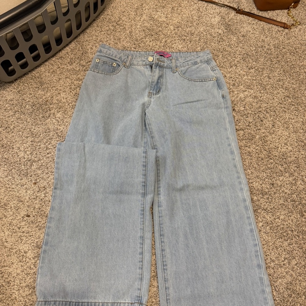 Edikted Light Blue Flare & Wide Leg Jeans